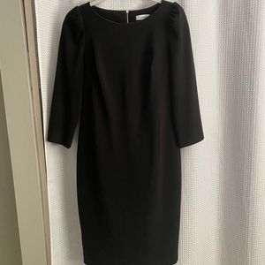 Calvin Klein black straight dress with puff sleeve accent